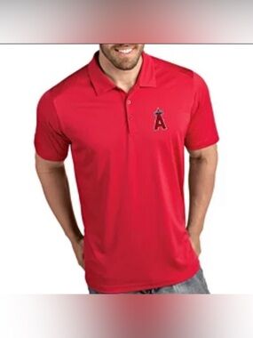 Los Angeles Angels Fanatics Men's Polo Shirt  Red Performance MLB Small New Tag